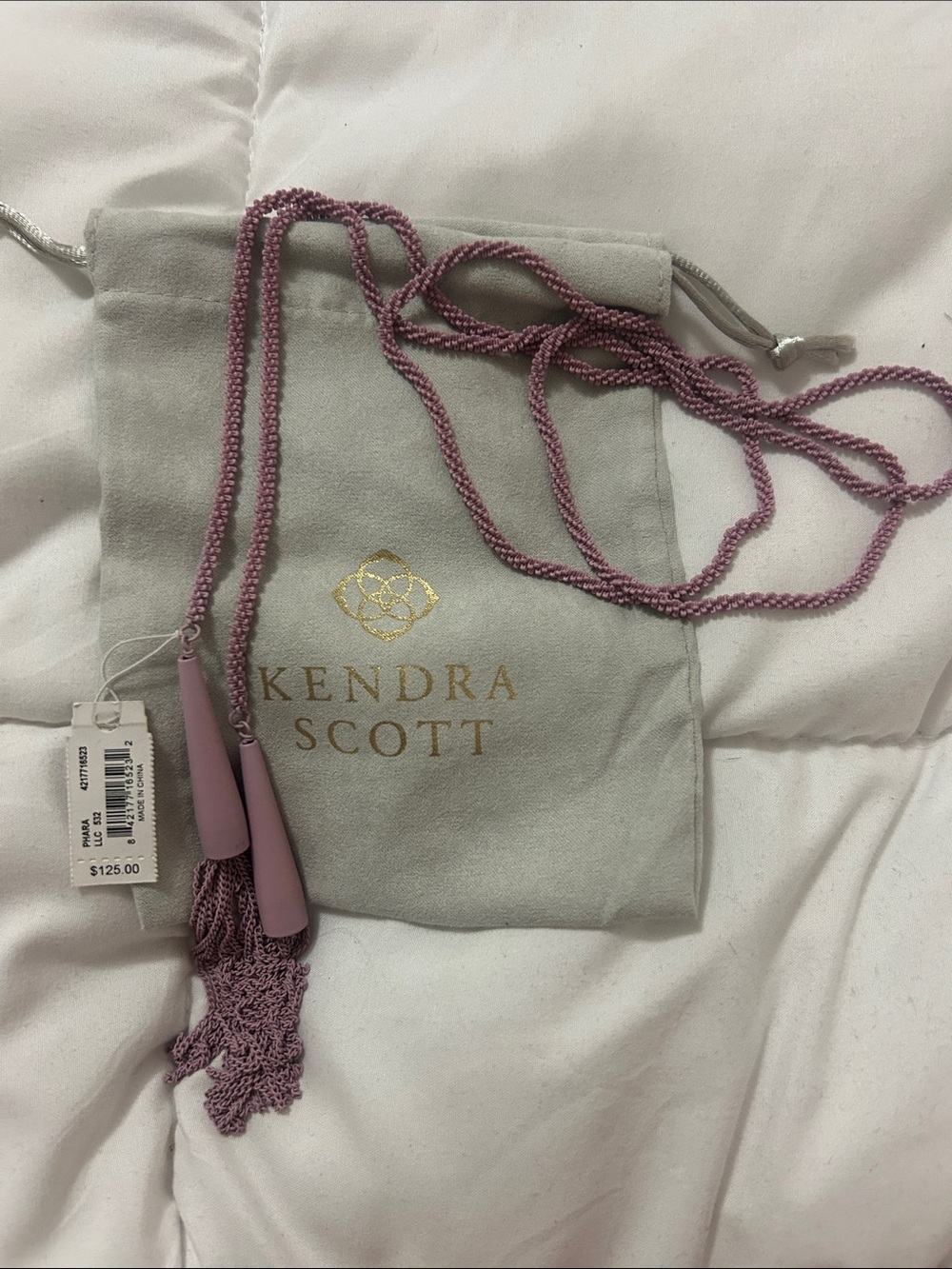 Kendra Scott Phara Matte Lilac Lariat Tassel Necklace NWT